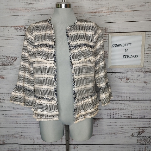 SUGAR + Lips Woven Ruffle Blazer Size XS - Picture 2 of 15
